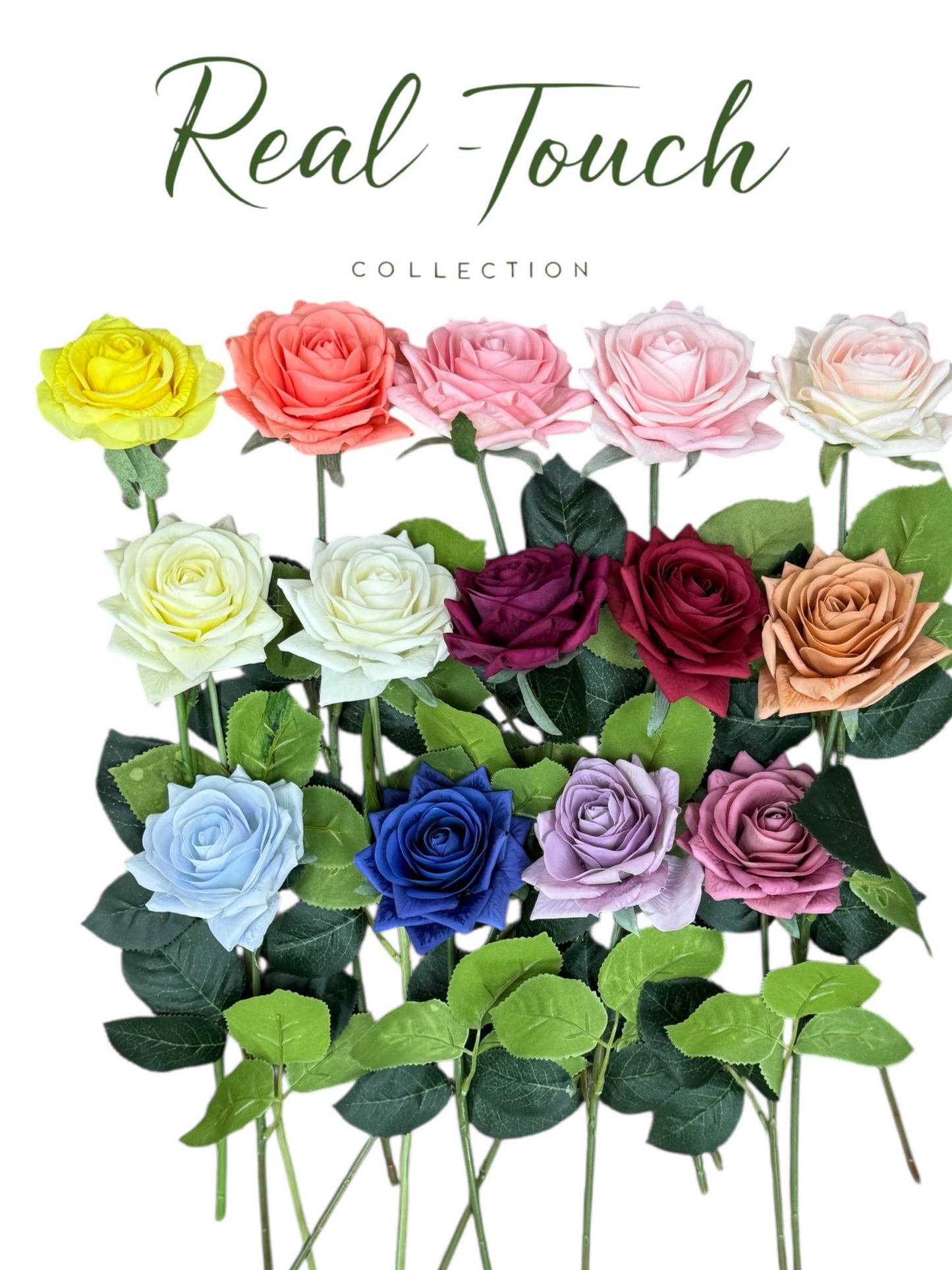 Pack of 50 stems-Ultra Realistic Rose-17": Cream Pink