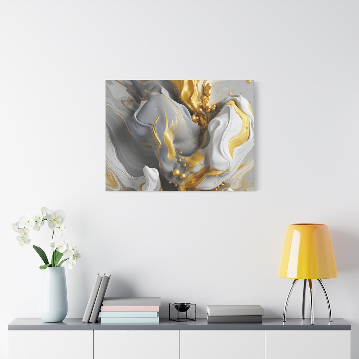 Gold, White, and Gray Liquid Fluid Modern Wall Art- part 2