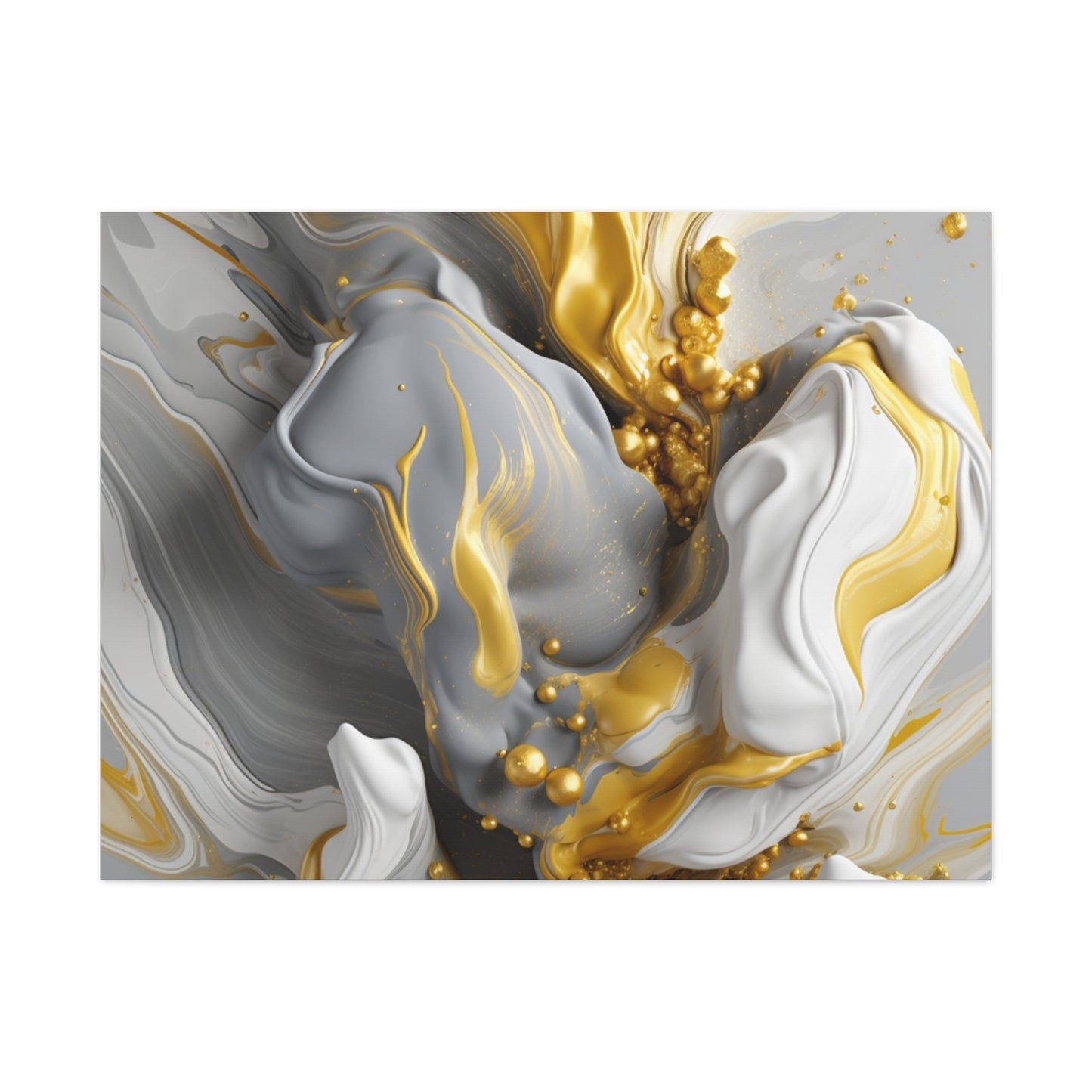 Gold, White, and Gray Liquid Fluid Modern Wall Art- part 2