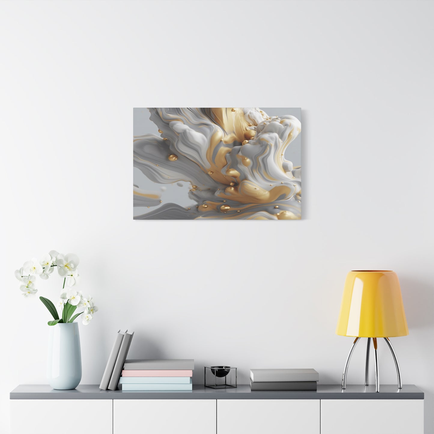 Gold, White, and Gray Liquid Fluid Modern Wall Art - part 2
