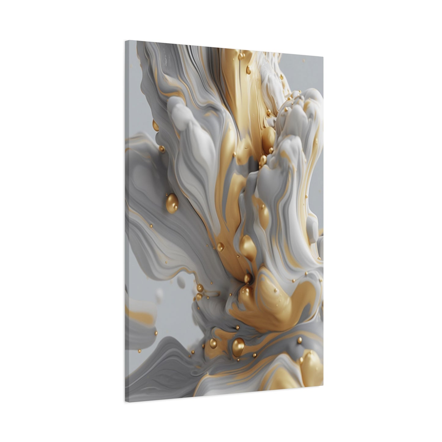 Gold, White, and Gray Liquid Fluid Modern Wall Art - part 2