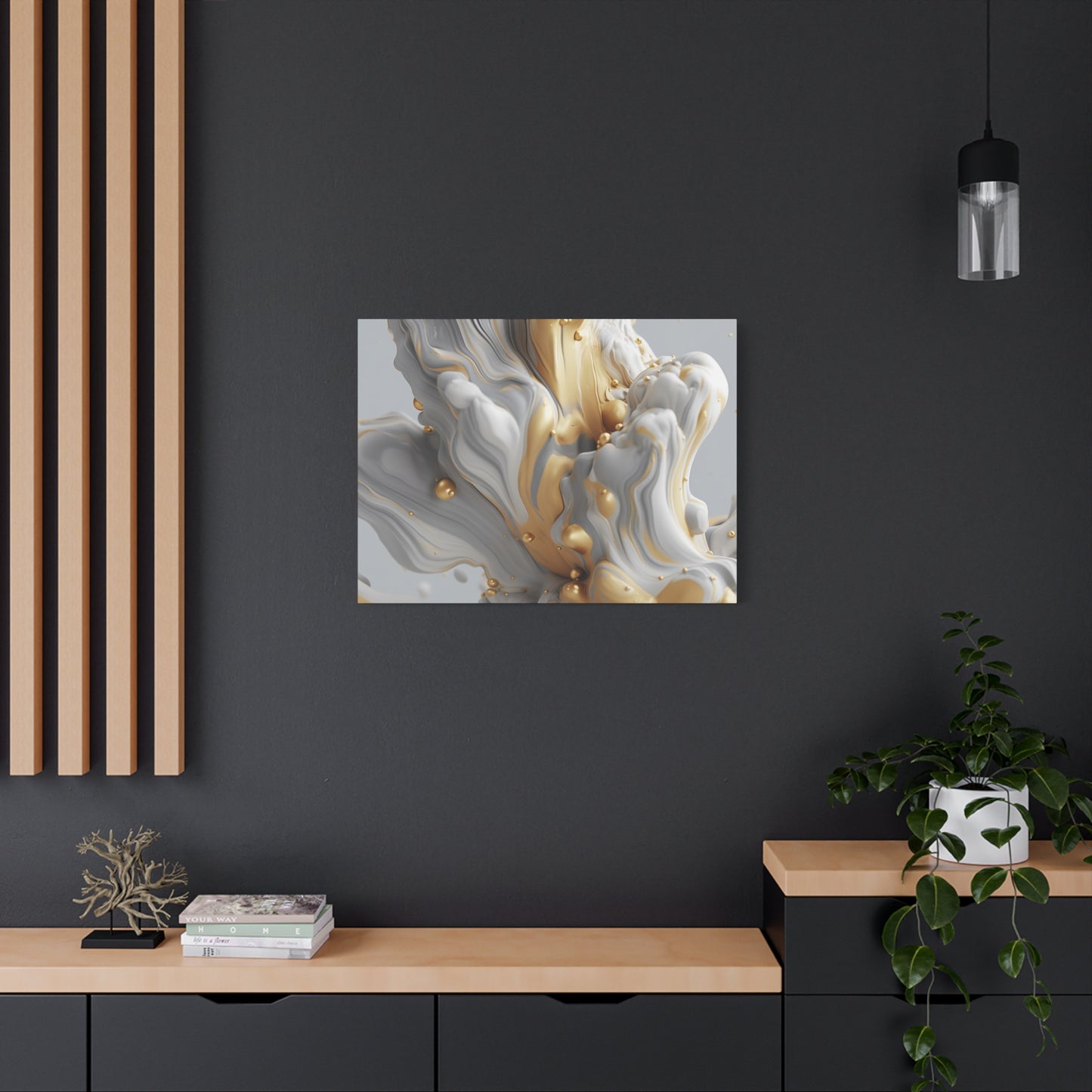 Gold, White, and Gray Liquid Fluid Modern Wall Art - part 2