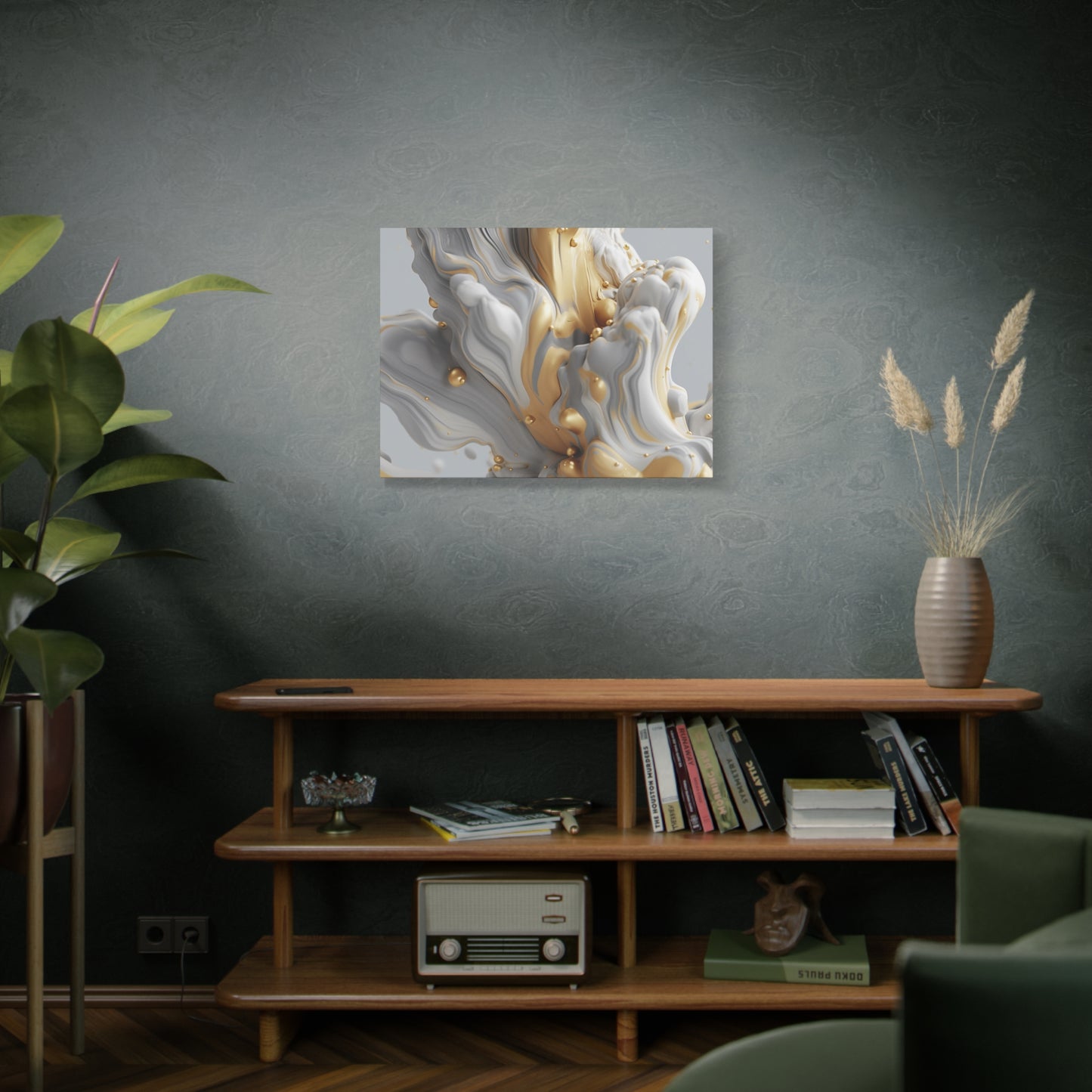Gold, White, and Gray Liquid Fluid Modern Wall Art - part 2