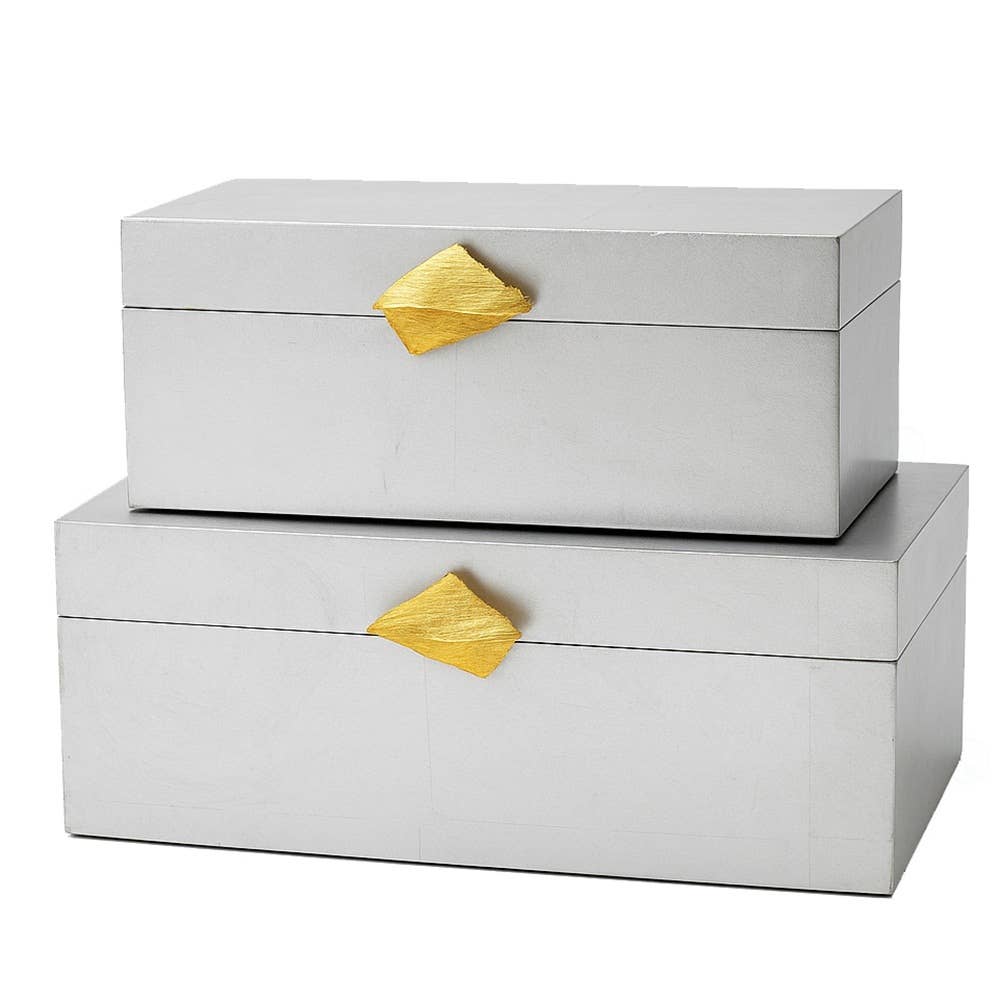 Vintiquewise Set of 2 Decorative Wooden Storage Boxes: White