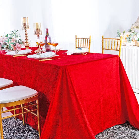 Ice Crushed Velvet Square Tablecloth 85x85 Inch: Blush Pink/Rose Gold / 90"x132"