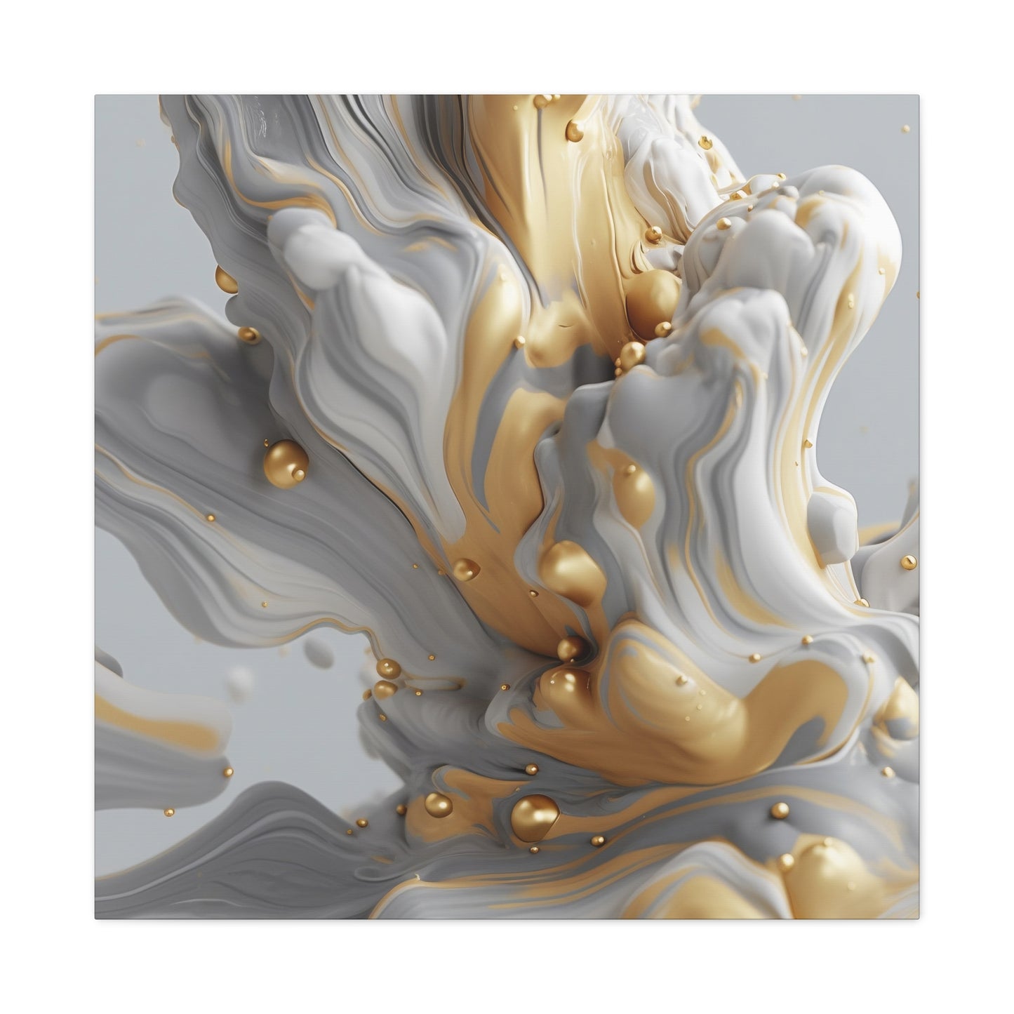 Gold, White, and Gray Liquid Fluid Modern Wall Art - part 2