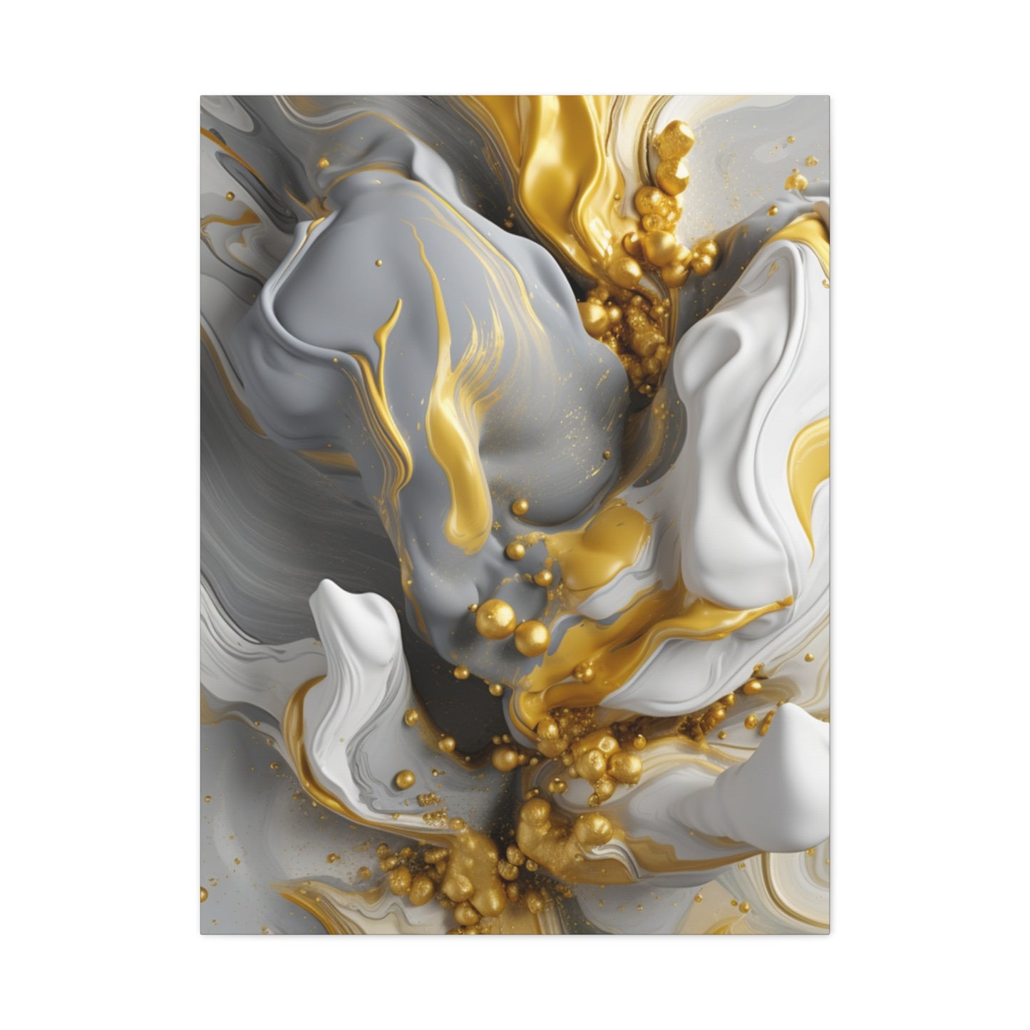 Gold, White, and Gray Liquid Fluid Modern Wall Art- part 2