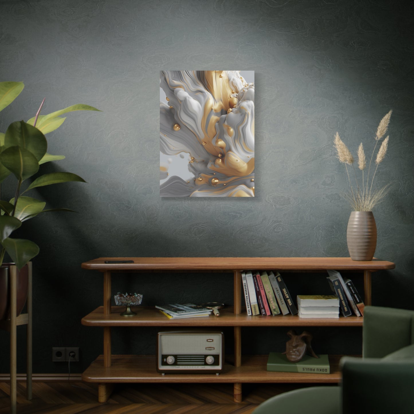 Gold, White, and Gray Liquid Fluid Modern Wall Art - part 2