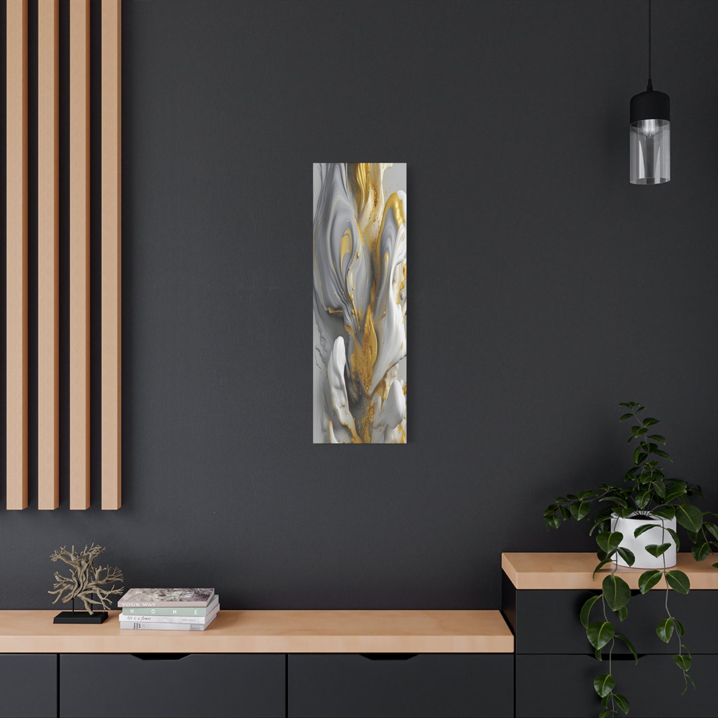Gold, White, and Gray Liquid Fluid Modern Wall Art
