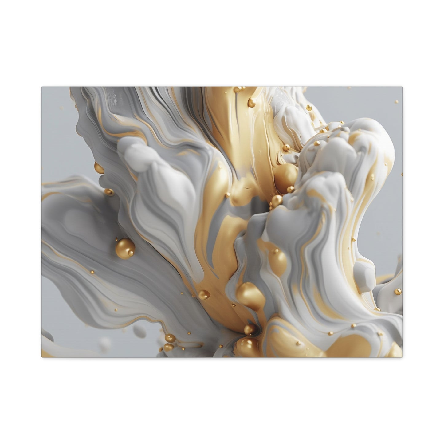 Gold, White, and Gray Liquid Fluid Modern Wall Art - part 2