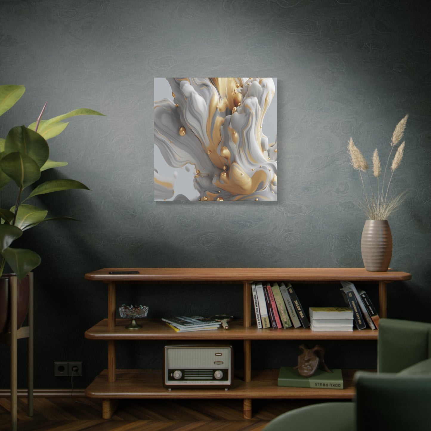 Gold, White, and Gray Liquid Fluid Modern Wall Art - part 2