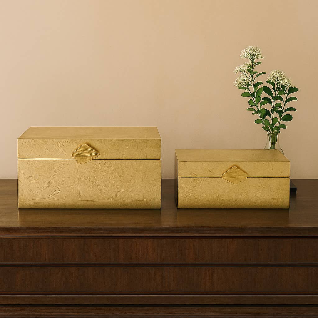 Vintiquewise Set of 2 Decorative Wooden Storage Boxes: White