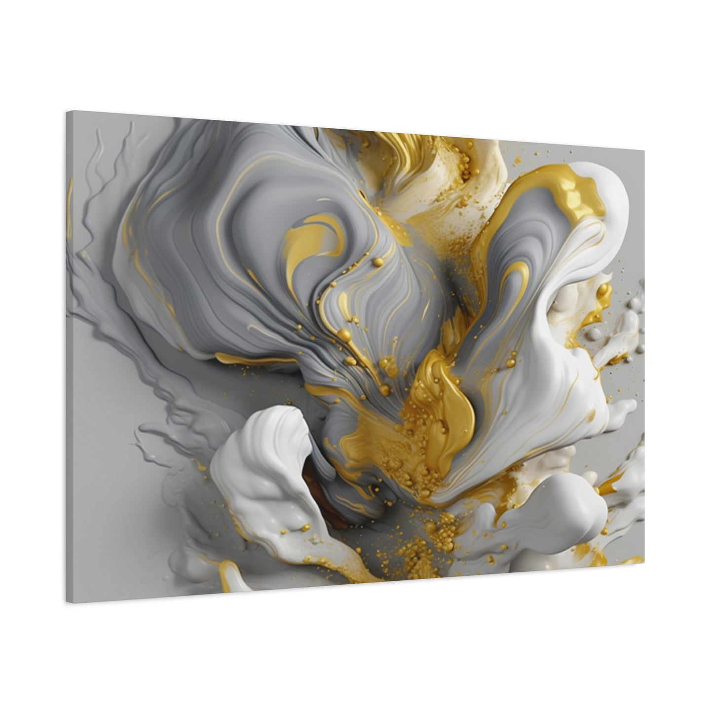 Gold, White, and Gray Liquid Fluid Modern Wall Art