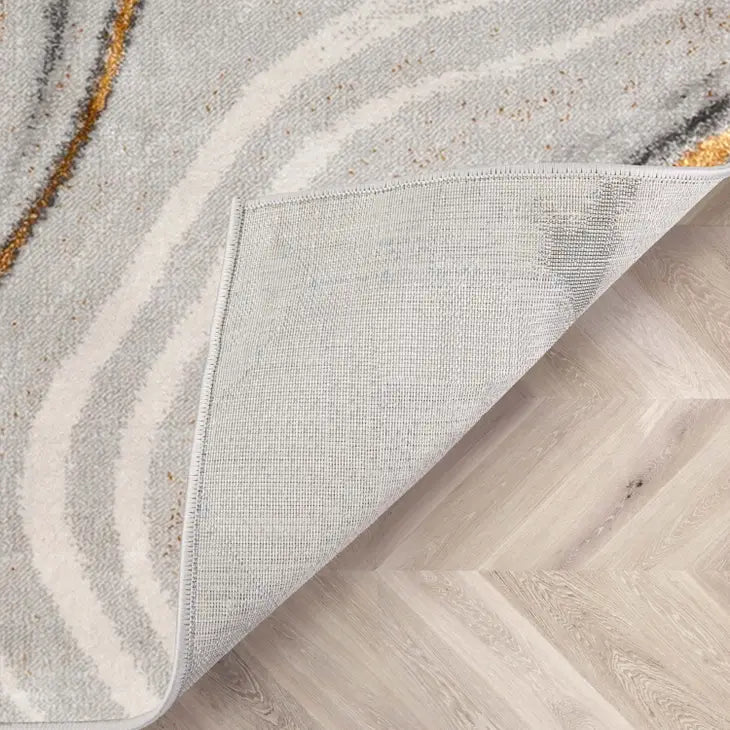 Warren Retro Abstract Waves Grey Glam Rug