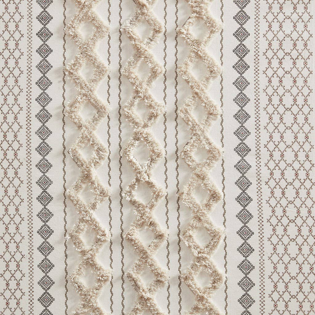 Geo Print Chenille Window Curtain, Ivory