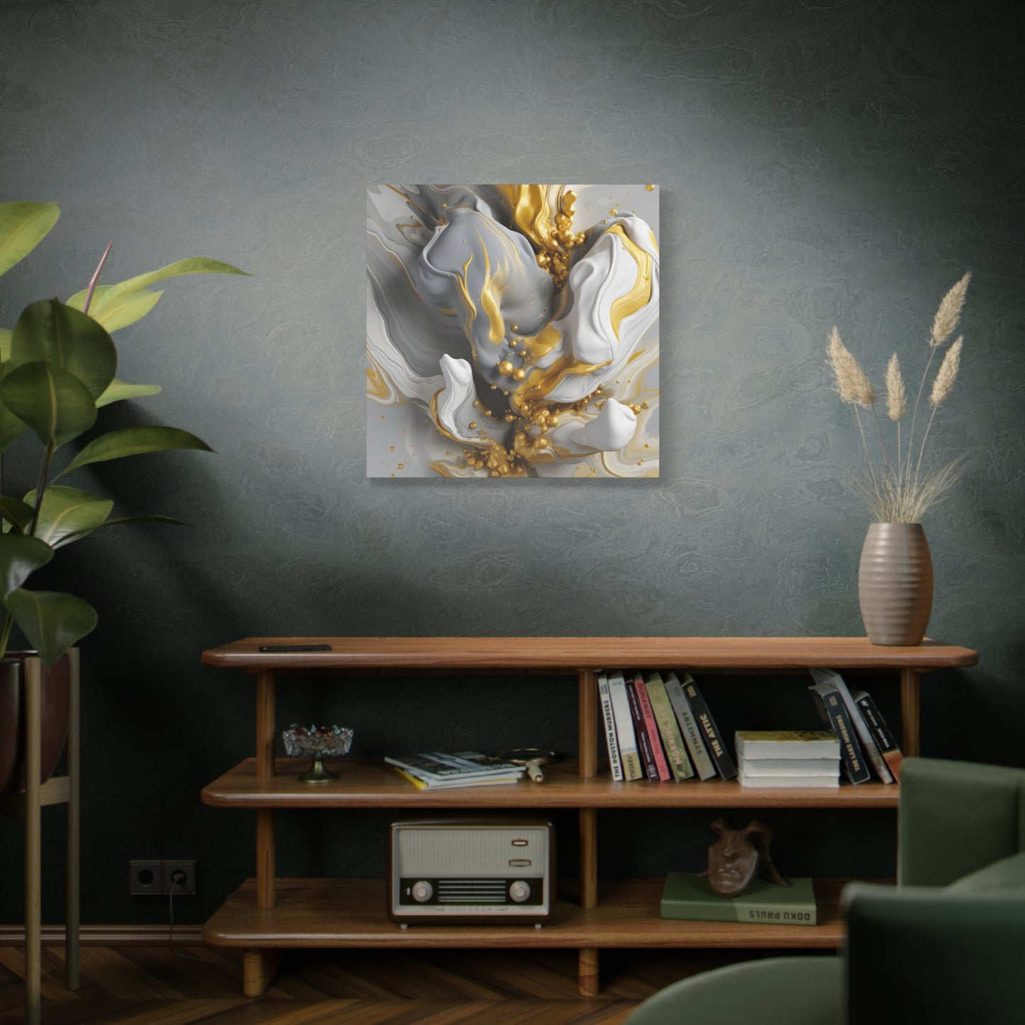 Gold, White, and Gray Liquid Fluid Modern Wall Art- part 2