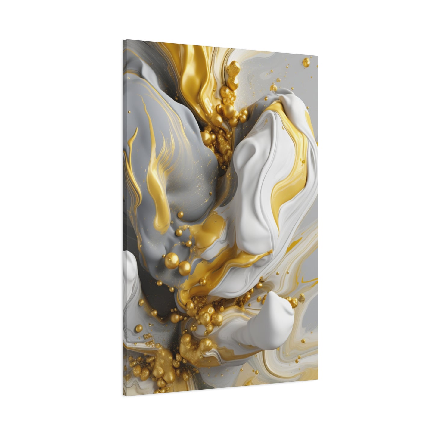 Gold, White, and Gray Liquid Fluid Modern Wall Art- part 2