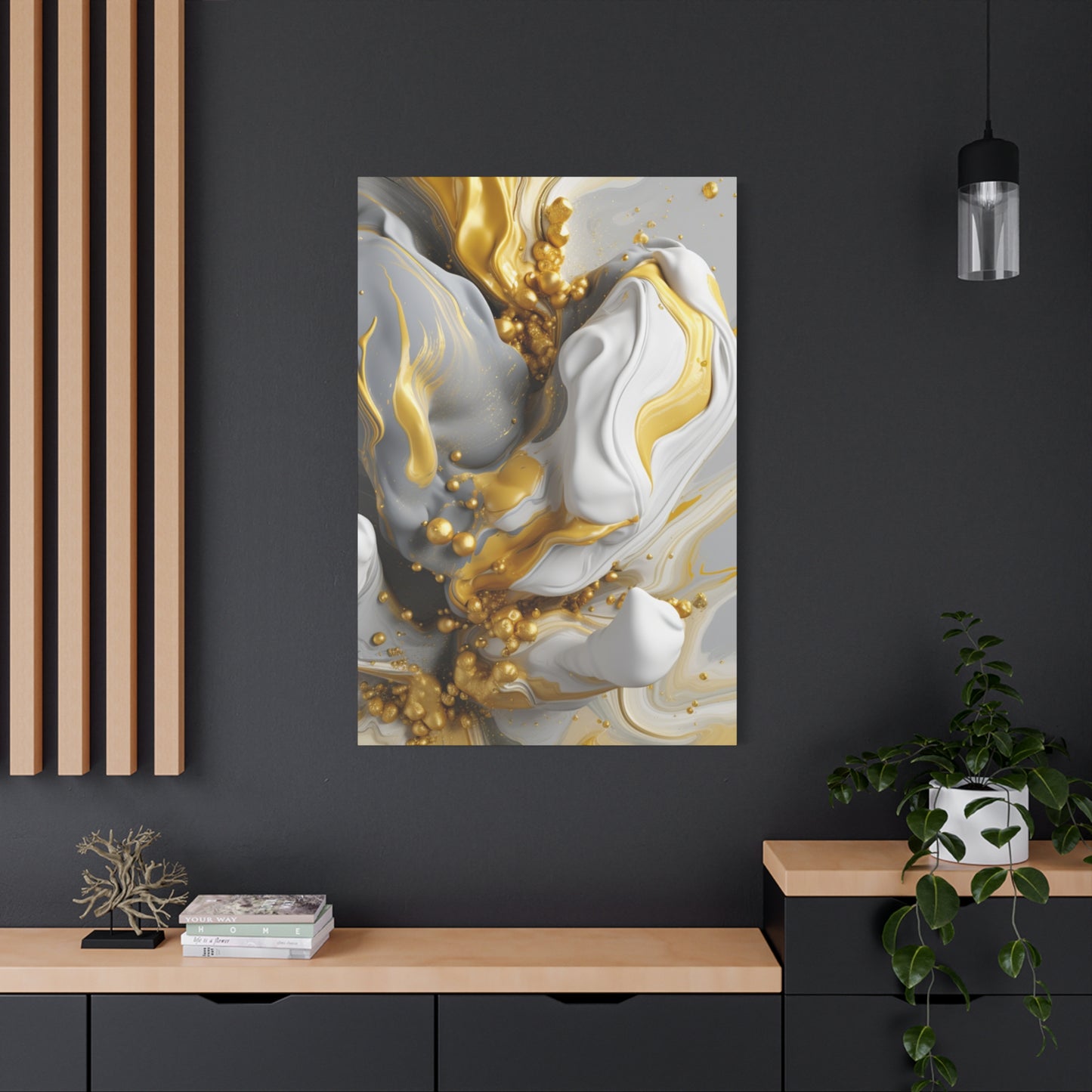 Gold, White, and Gray Liquid Fluid Modern Wall Art- part 2