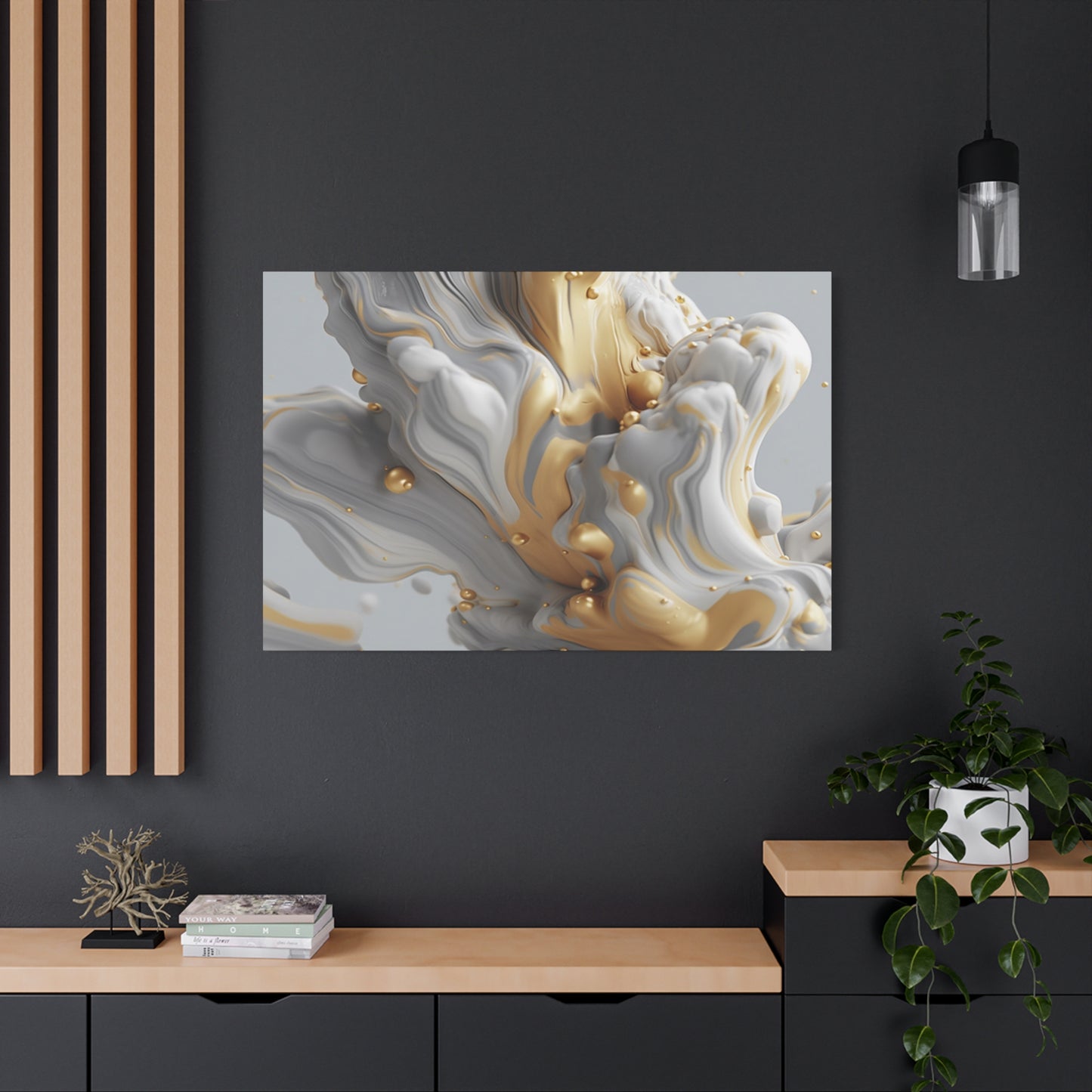 Gold, White, and Gray Liquid Fluid Modern Wall Art - part 2