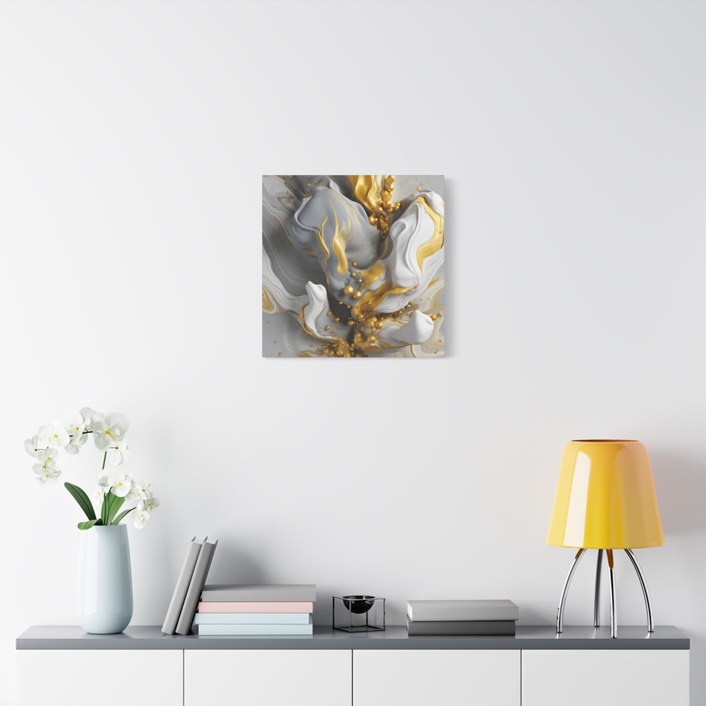 Gold, White, and Gray Liquid Fluid Modern Wall Art- part 2
