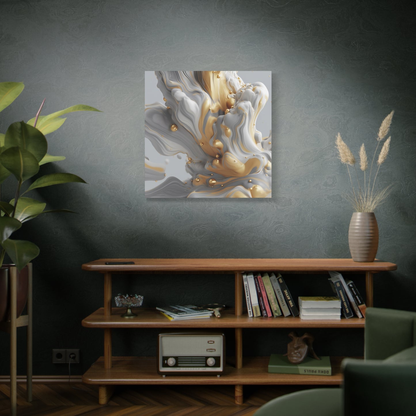 Gold, White, and Gray Liquid Fluid Modern Wall Art - part 2
