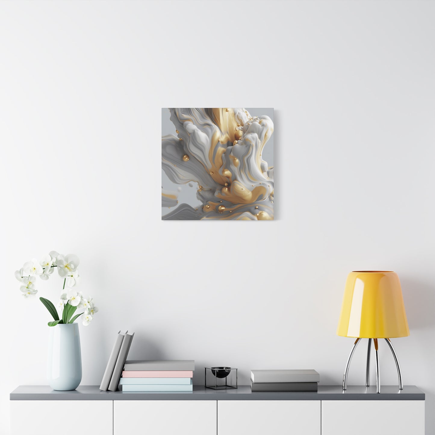 Gold, White, and Gray Liquid Fluid Modern Wall Art - part 2