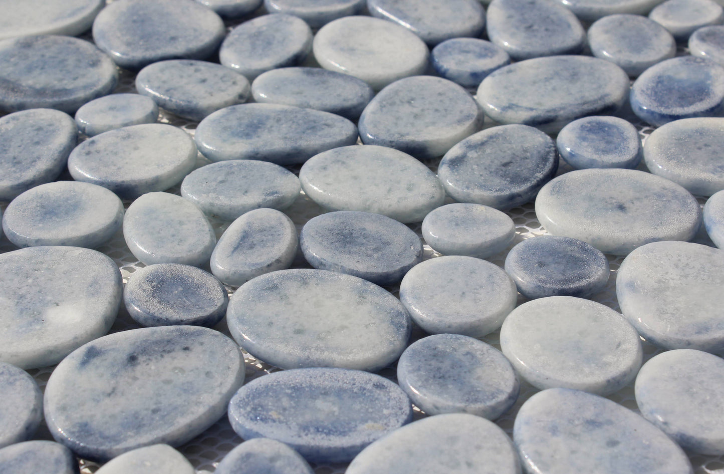 Blue Grey Matt Finish Pebble Glass Mosaic