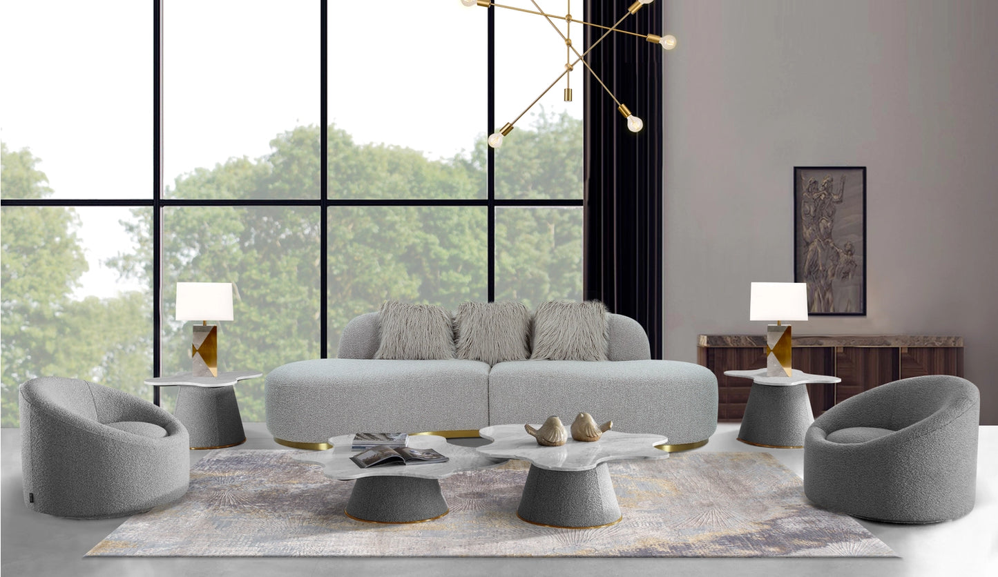 Simona Curved Sofa, Grey