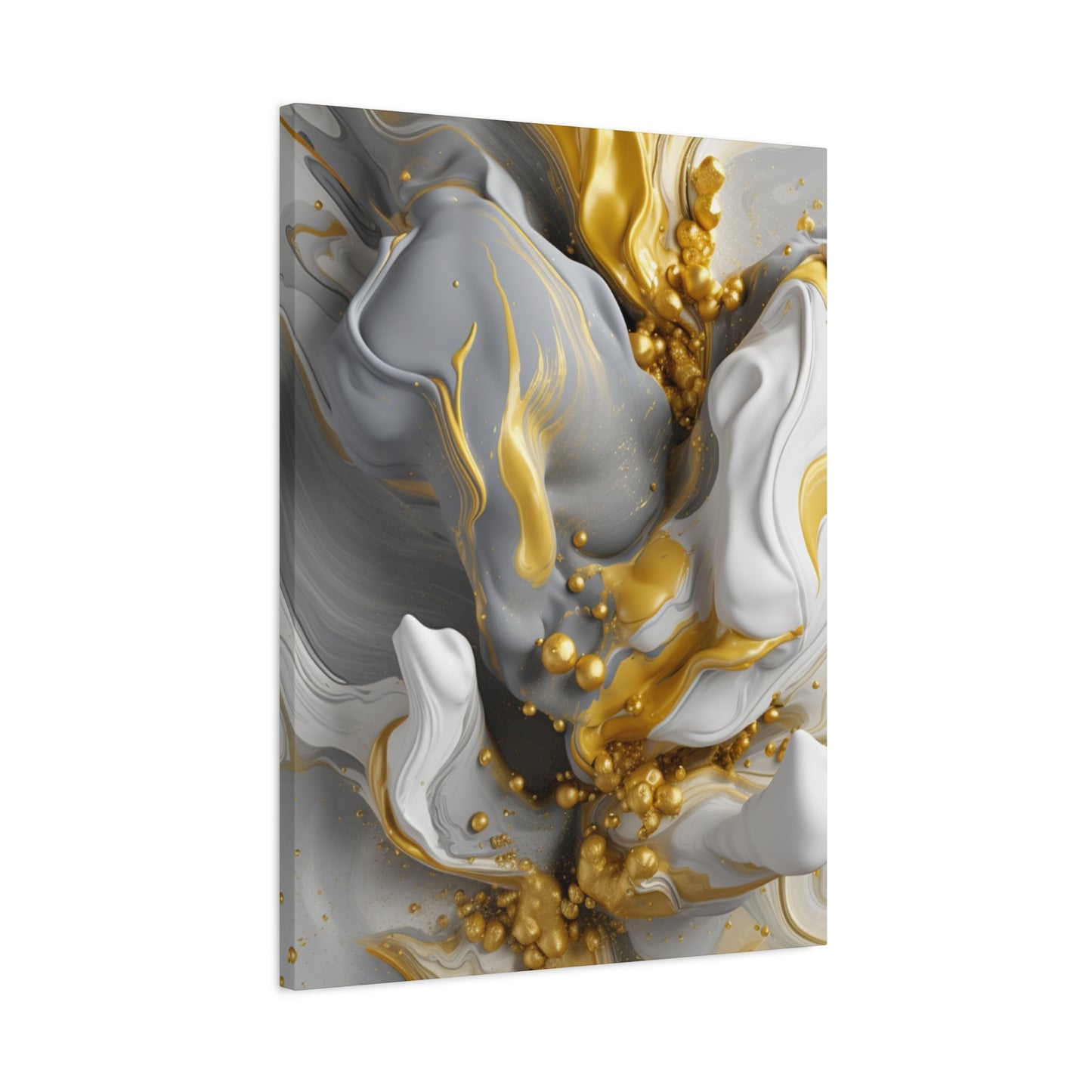 Gold, White, and Gray Liquid Fluid Modern Wall Art- part 2