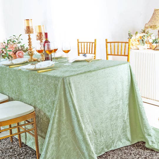 Ice Crushed Velvet Square Tablecloth 85x85 Inch: Blush Pink/Rose Gold / 90"x132"