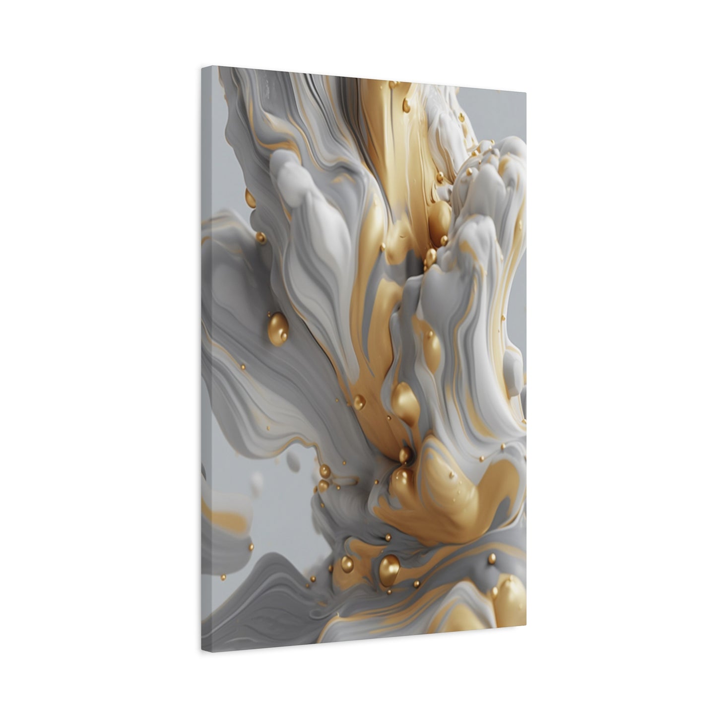Gold, White, and Gray Liquid Fluid Modern Wall Art - part 2
