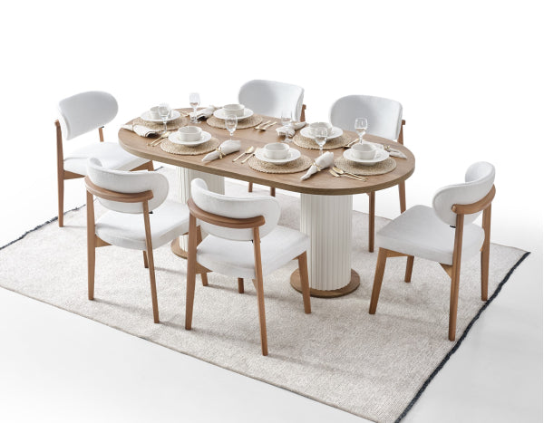 Modern Bohemian Oval Dining Table – Artful Design with Everyday Functionality