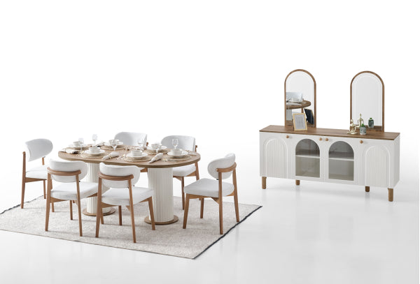 Modern Bohemian Oval Dining Table – Artful Design with Everyday Functionality