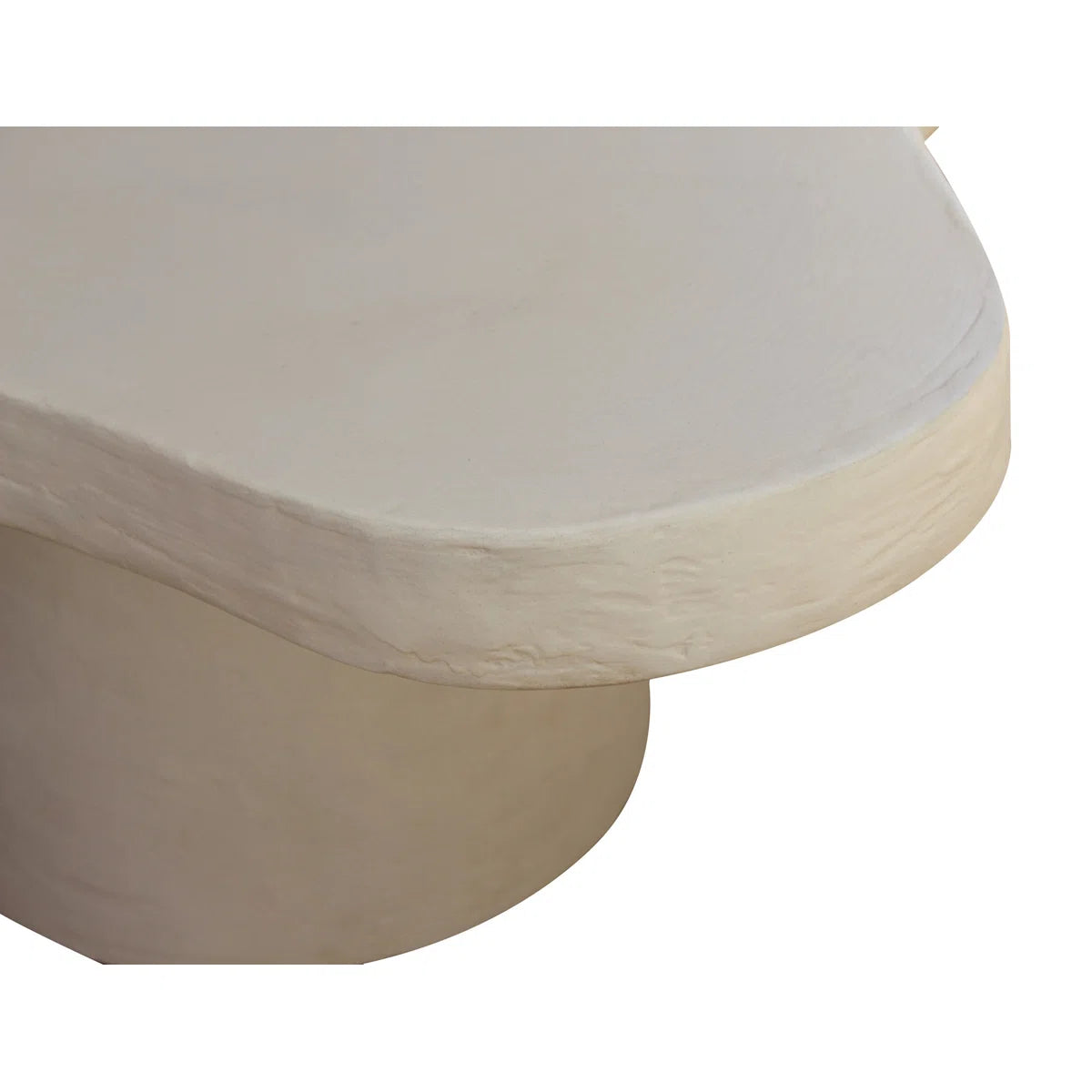 Scalloped White Coffee Table – Modern Pedestal Design with Textured Finish