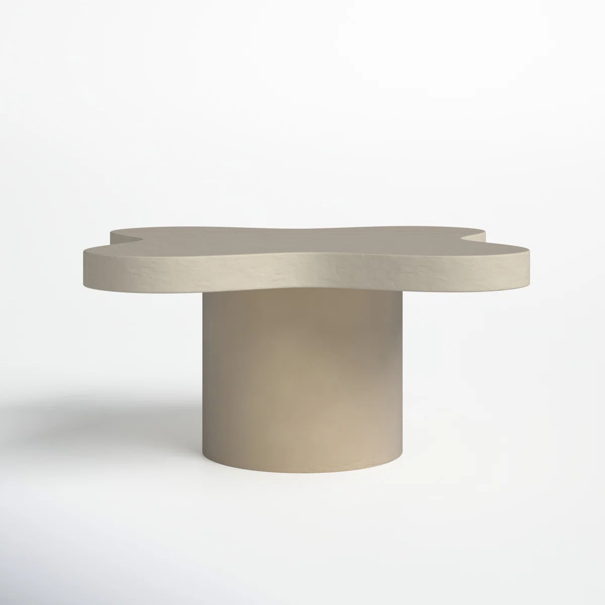 Scalloped White Coffee Table – Modern Pedestal Design with Textured Finish