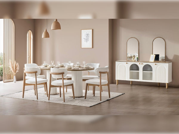 Modern Bohemian Oval Dining Table – Artful Design with Everyday Functionality