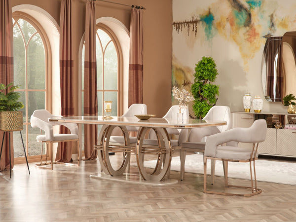 Modern Glam Dining Table – Artful Luxury in Every Detail
