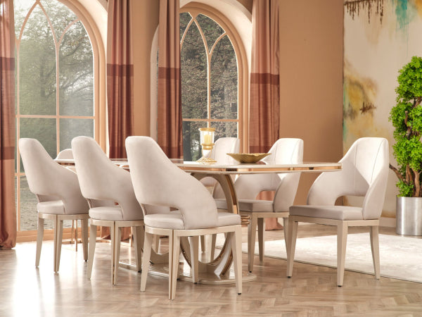Modern Glam Dining Table – Artful Luxury in Every Detail