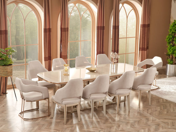 Modern Glam Dining Table – Artful Luxury in Every Detail