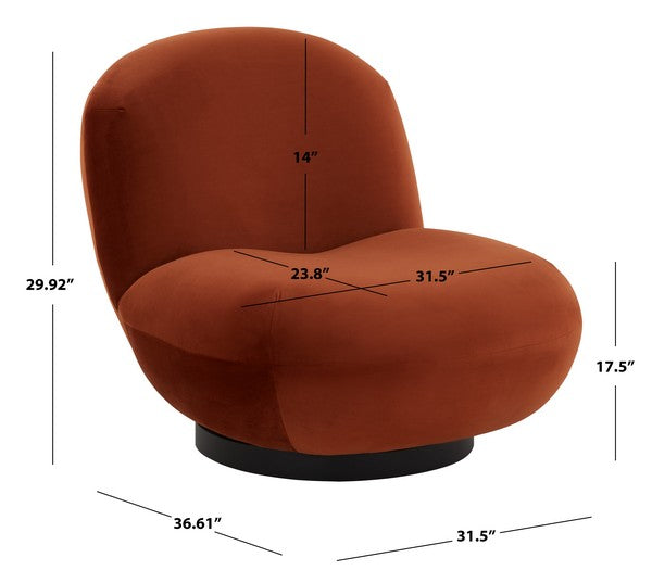 Stevie Velvet Accent Chair - Rust