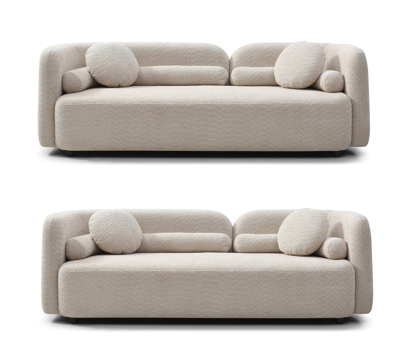 2PS,  Pieces Luxury Modern Couch for Living Room, Boucle Fabric Upholstered Comfy Couch for Apartment Home Office, 3 Seater, Light Beige