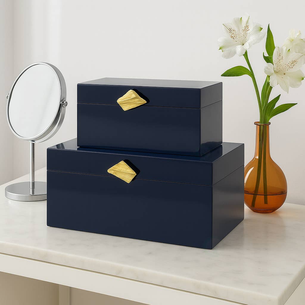 Vintiquewise Set of 2 Decorative Wooden Storage Boxes: White