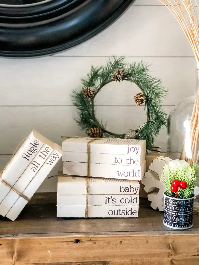 Christmas Stamped Stacked Books: This house believes