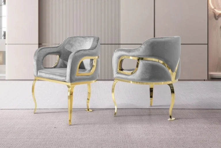 Velvet Luxe Triad Chair- Gray