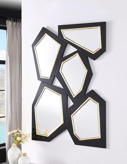 Elegant Ebony and Gilded Dimensional Mirror