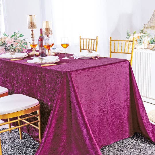 Ice Crushed Velvet Square Tablecloth 85x85 Inch: Blush Pink/Rose Gold / 90"x132"