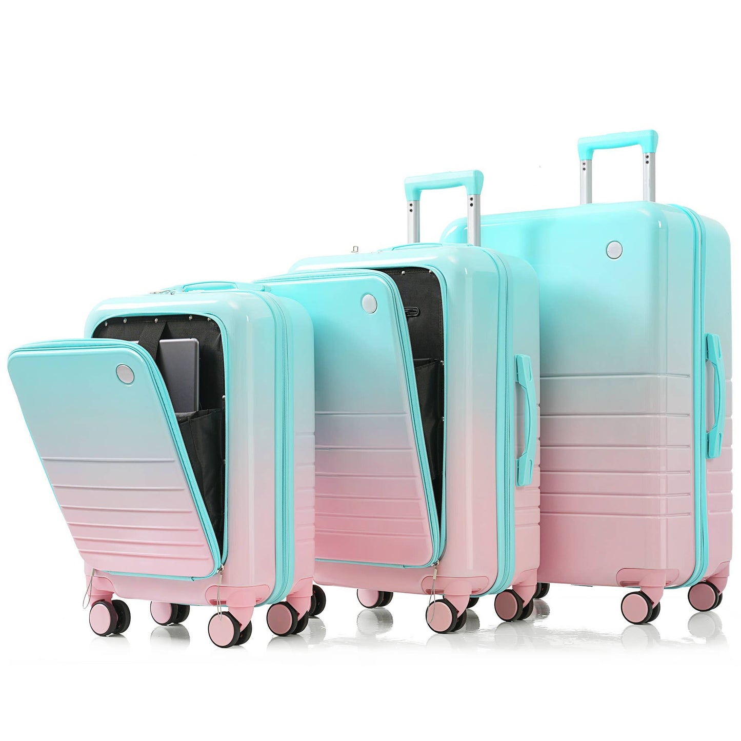 Luggage Set of 3, 20, 24, 28inch with USB Port: Blue