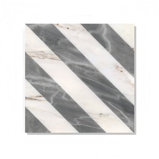 Polished Waterjet Marble Tile for Floor and Wall, White Grey, Natural Stone, 12x12 Inches