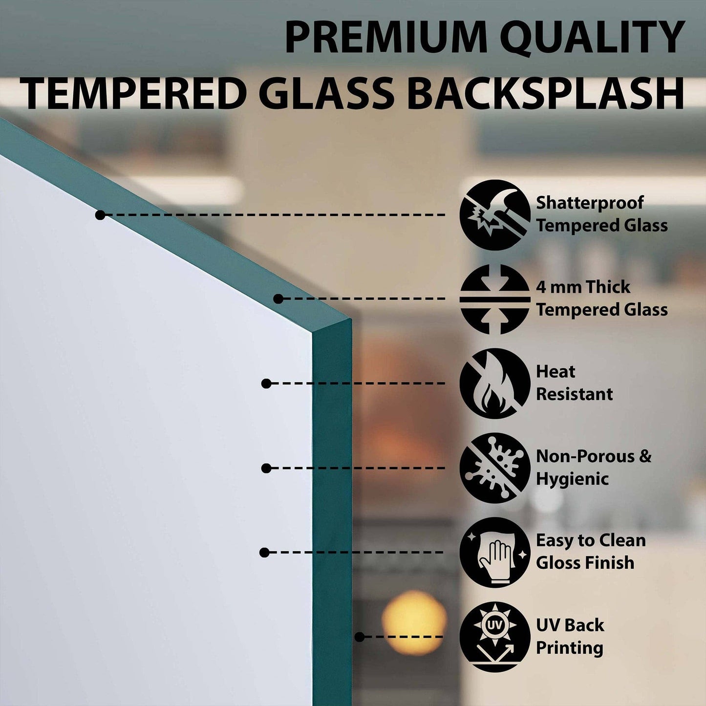 Firestone Hearth Tempered Glass Backsplash – Rustic Stone Oven Kitchen Backsplash: Adhere (Adhesive Silicone) / 24"Hx30"W | 61x76 cm