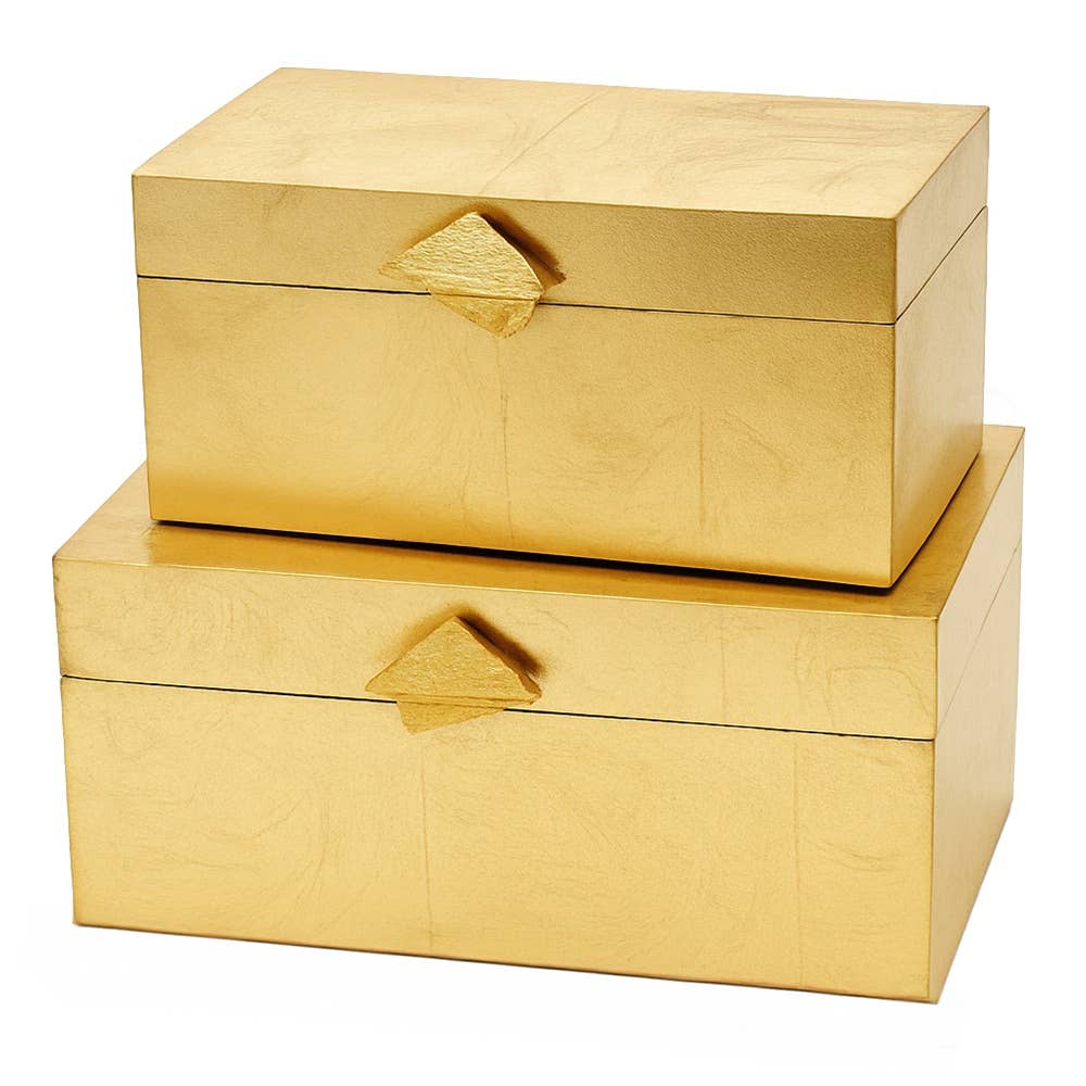 Vintiquewise Set of 2 Decorative Wooden Storage Boxes: White